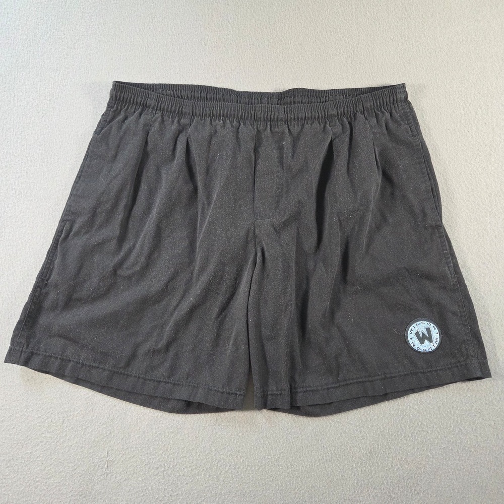 Vintage Wilson Shorts Mens Medium Black Cotton Pleated Tennis Sports Athletic